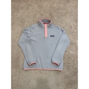 Patagonia Micro D Snap-T Womens S Pullover Fleece Sweater Grey Pink Outdoors